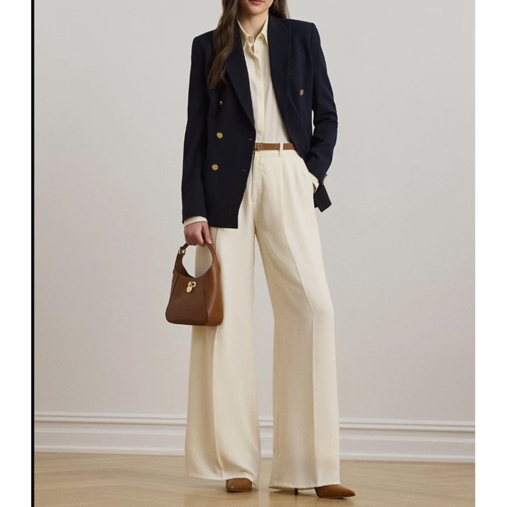 Lauren Ralph Lauren Womens White Wide Leg Dress Pants High Rise Size 10
